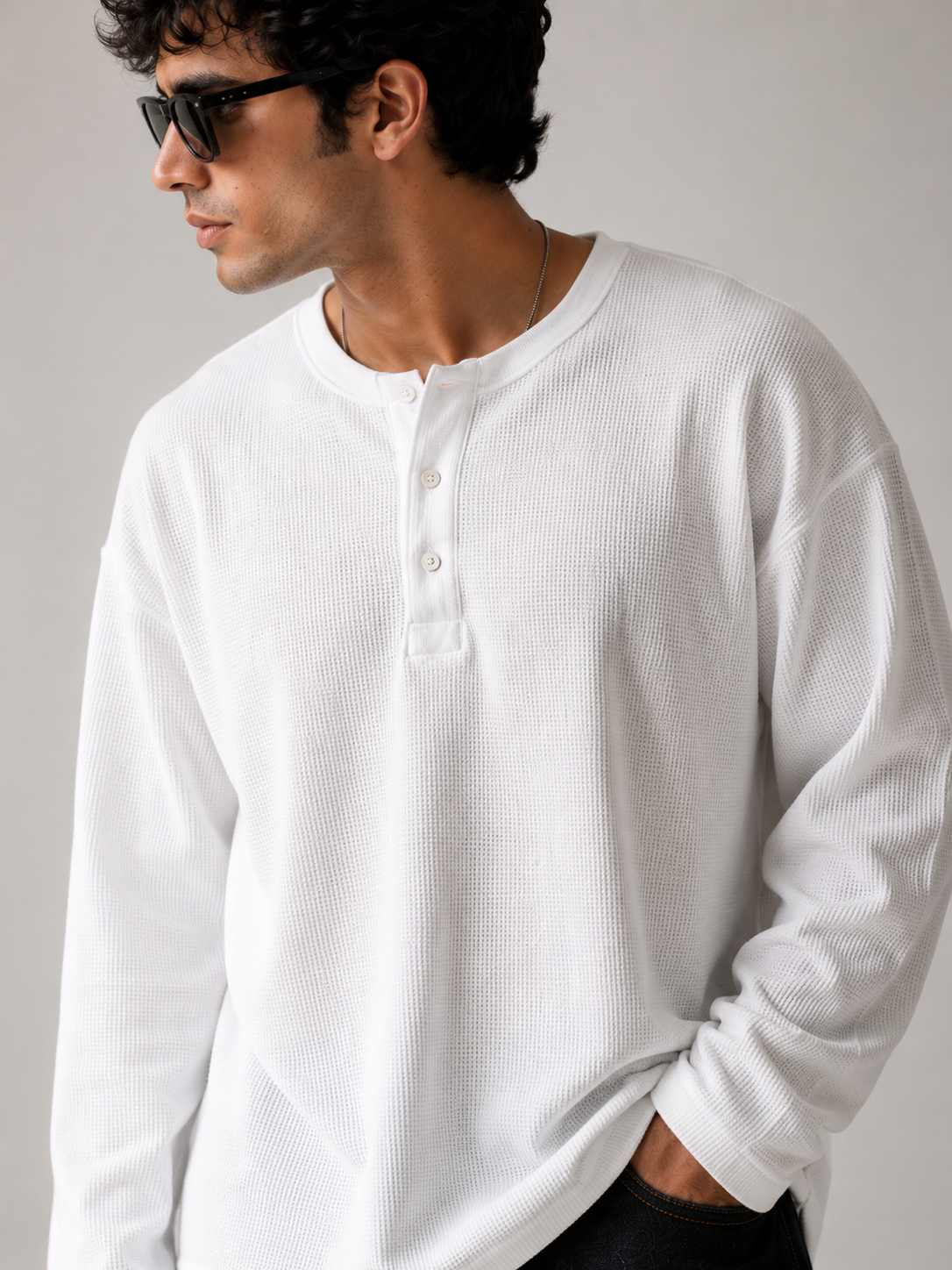 Henley Waffle Knit T-Shirt