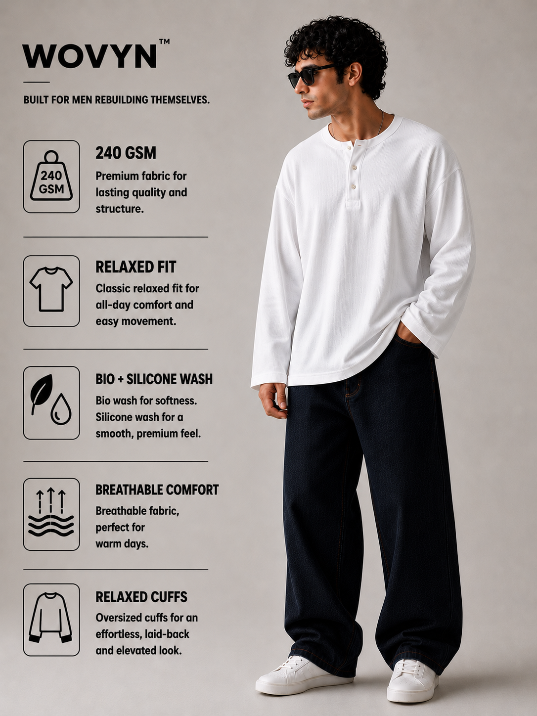 Henley Waffle Knit T-Shirt