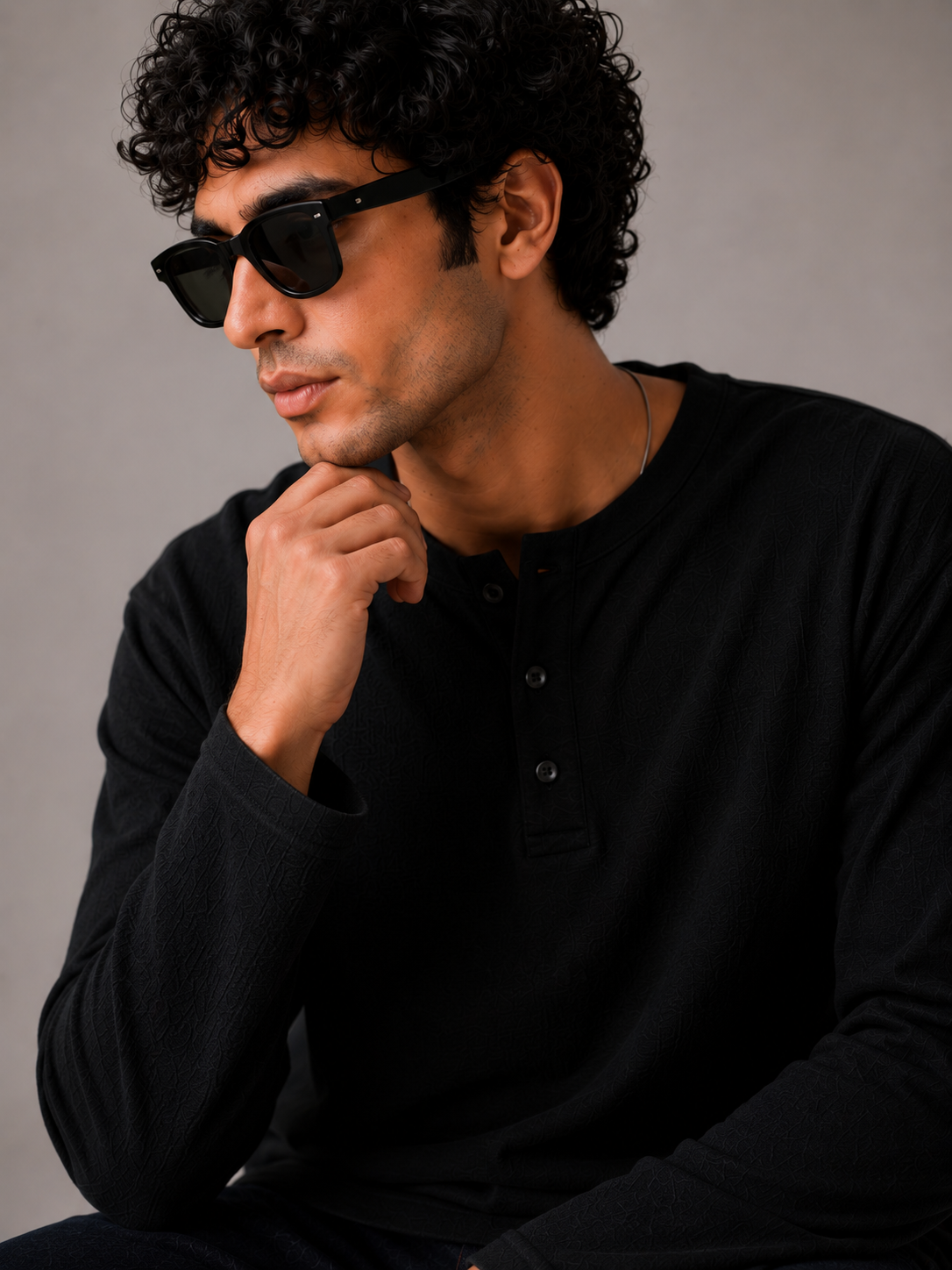 Henley Waffle Knit T-Shirt