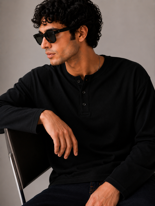 Henley Waffle Knit T-Shirt