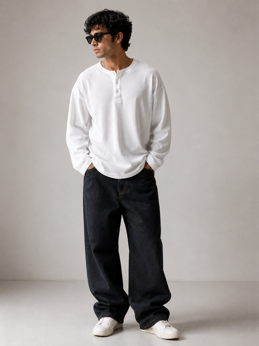 Henley Waffle Knit T-Shirt