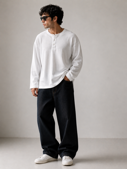 Henley Waffle Knit T-Shirt