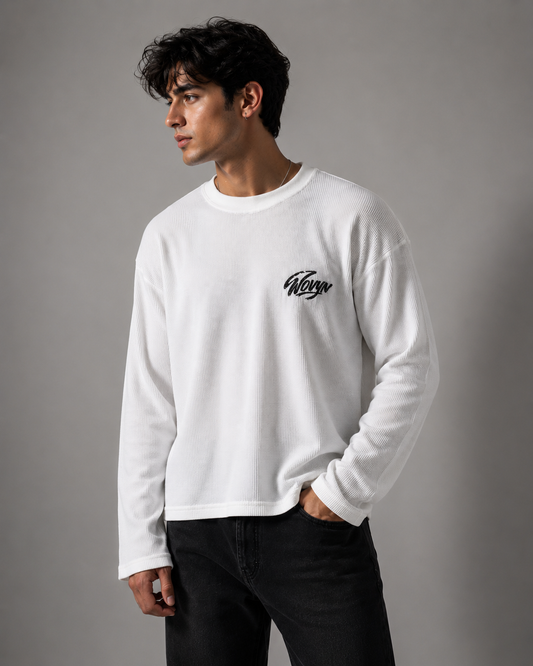 Waffle Oversized Tee – Full Sleeve