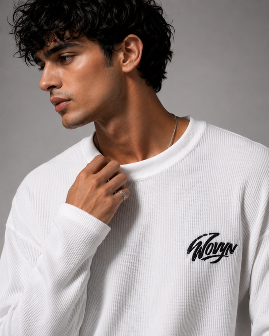 Waffle Oversized Tee – Full Sleeve