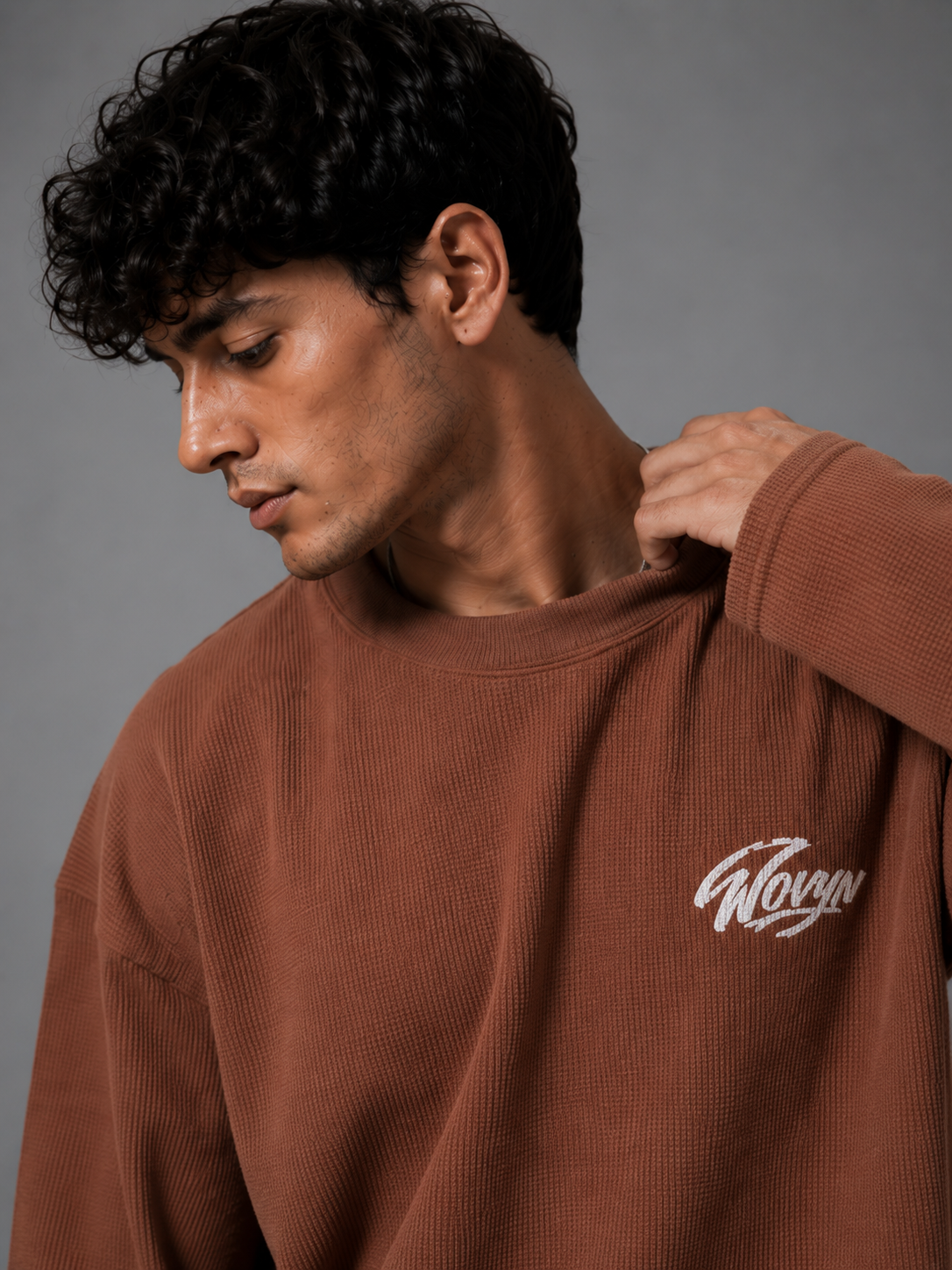 Waffle Oversized Tee – Full Sleeve