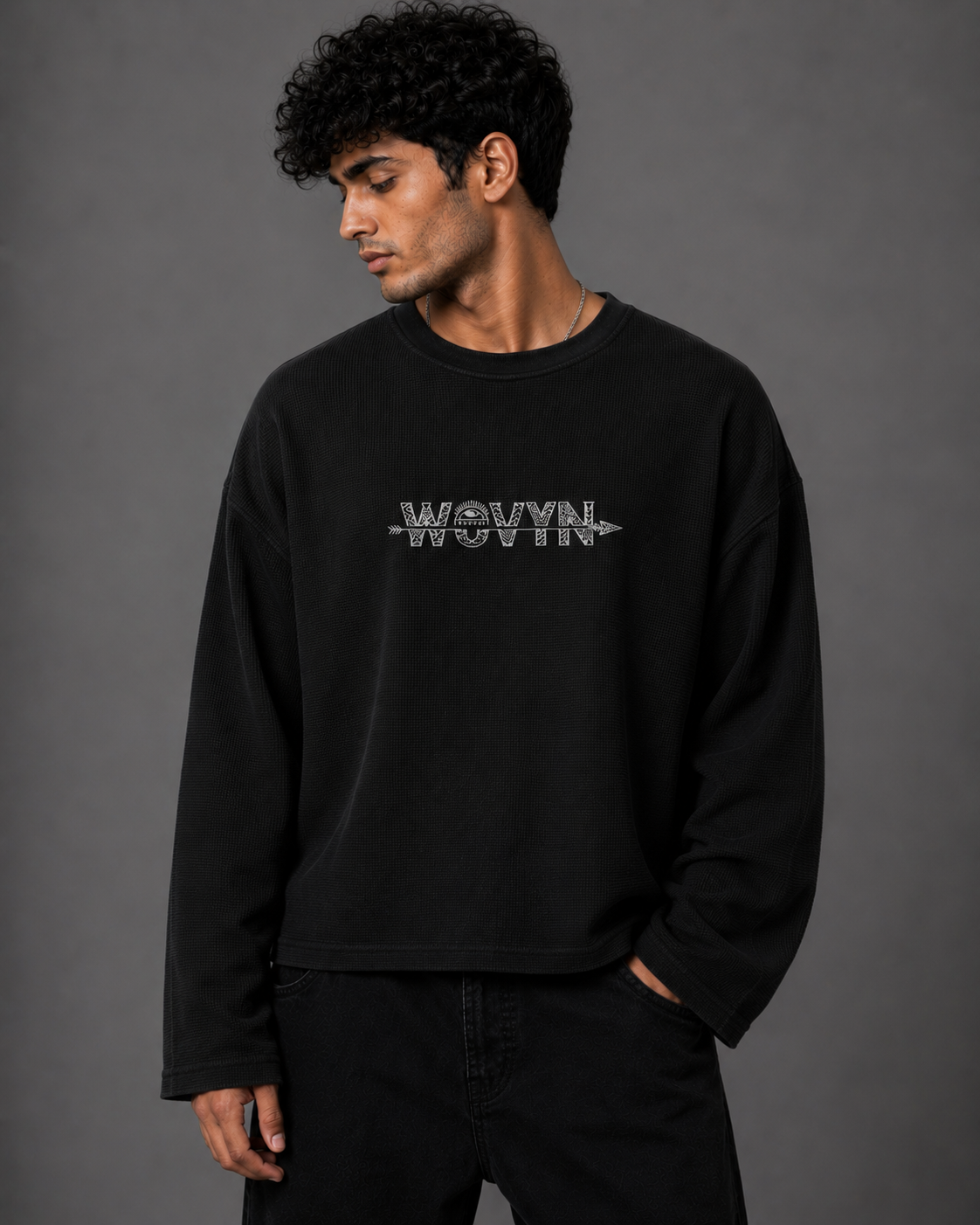 Waffle Oversized Tee – Full Sleeve