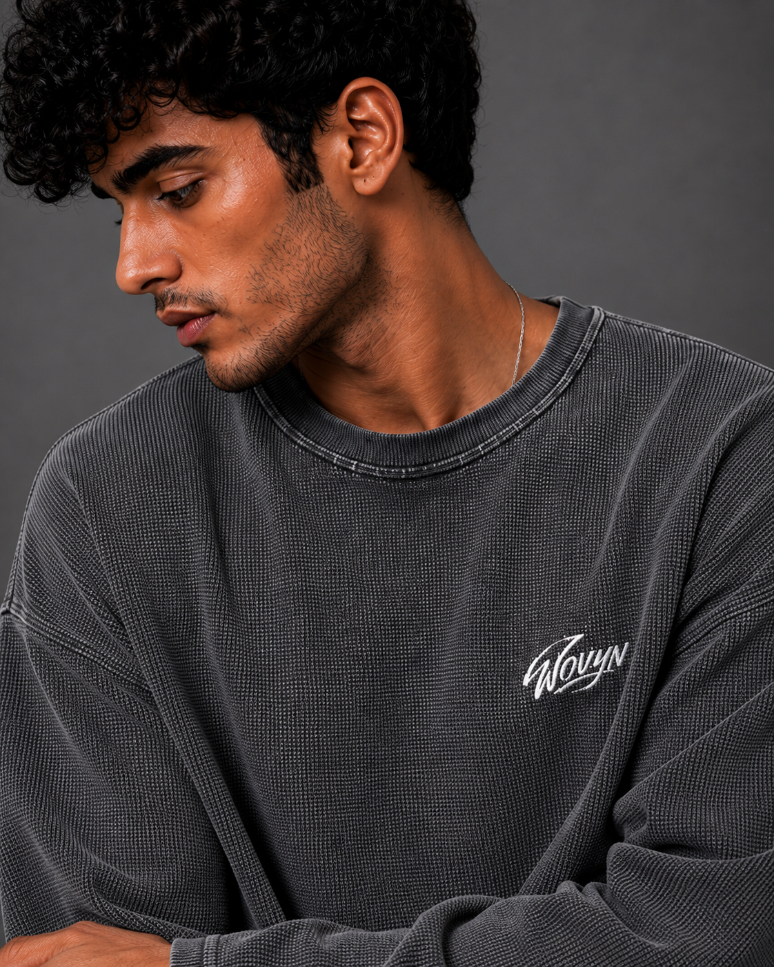 Waffle Oversized Tee – Full Sleeve