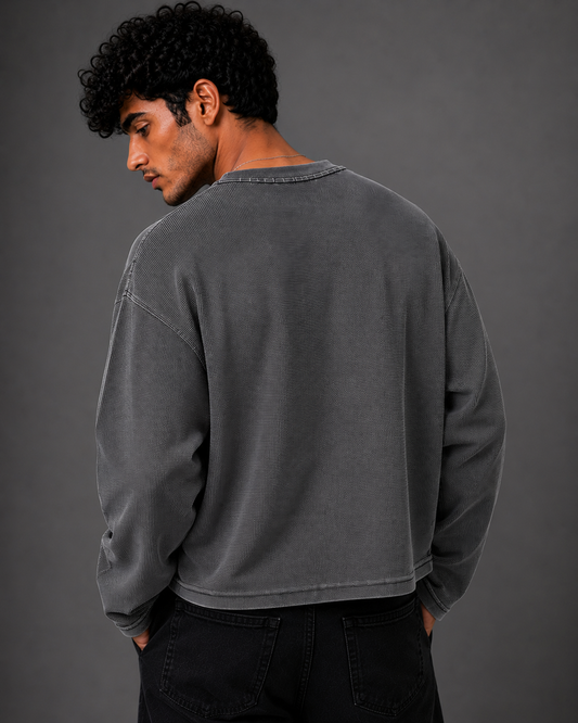 Waffle Oversized Tee – Full Sleeve