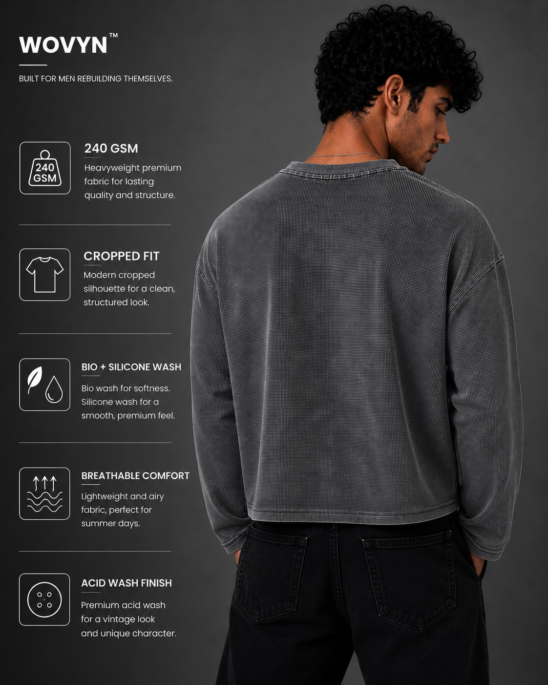 Waffle Oversized Tee – Full Sleeve