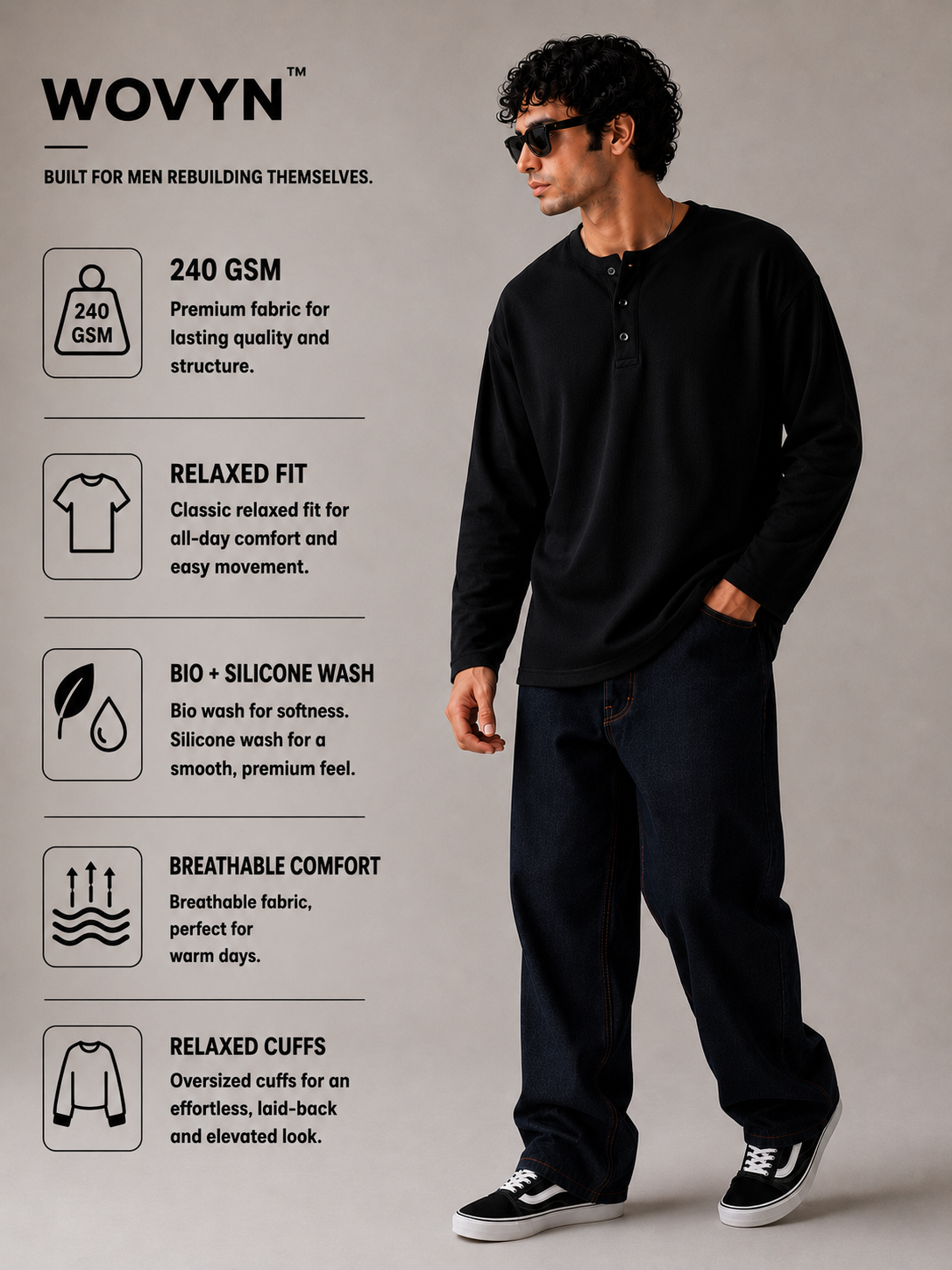 Henley Waffle Knit T-Shirt