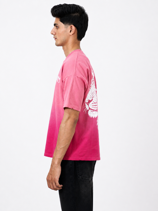 Pink Sunfade – Ombre Wash Boxy Fit T-Shirt