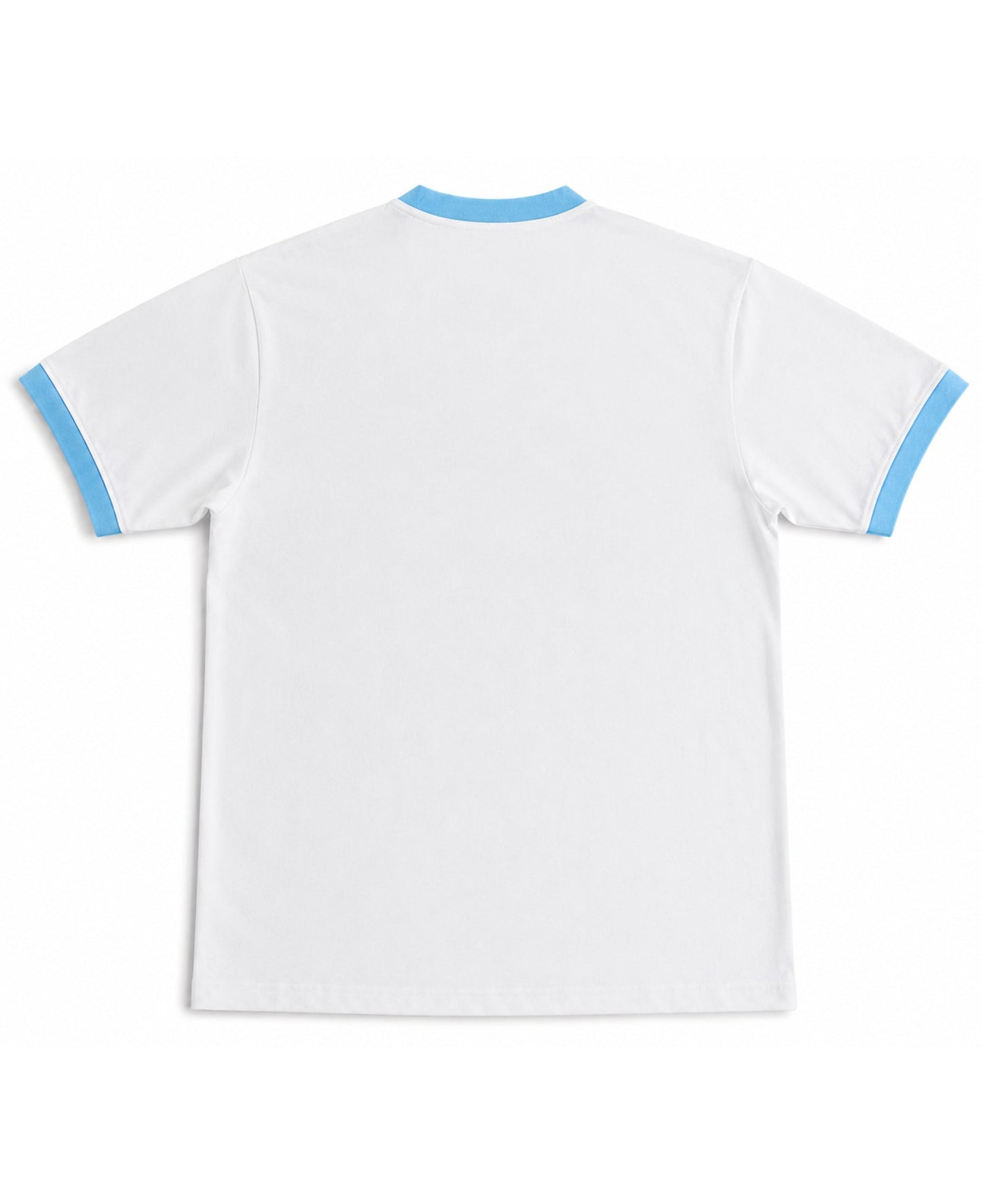 White & Sky Blue Ringer Tee Back