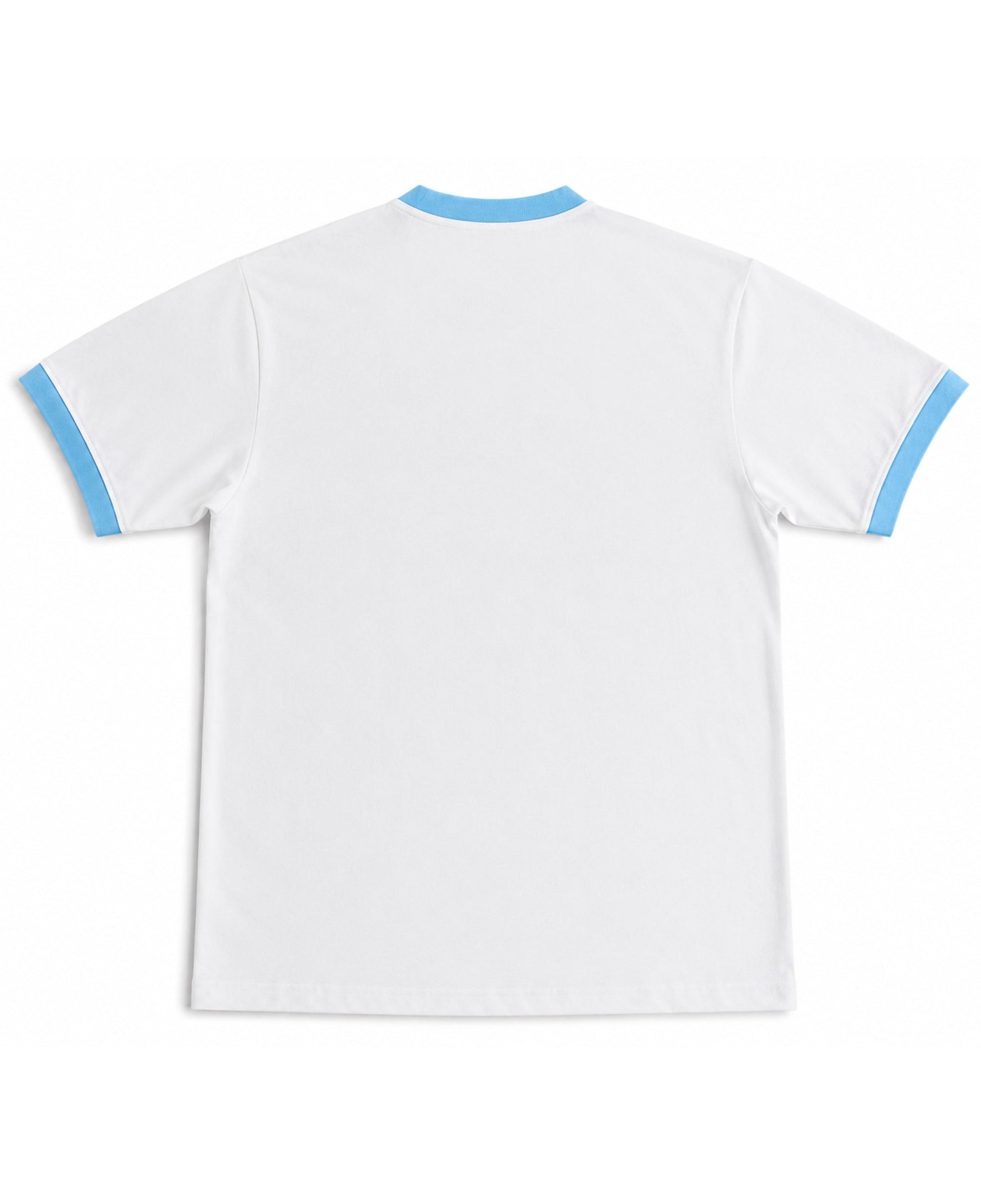 White & Sky Blue Ringer Tee Back